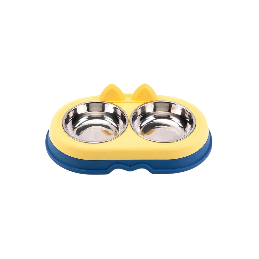 Double yellow stainless dining bowl
