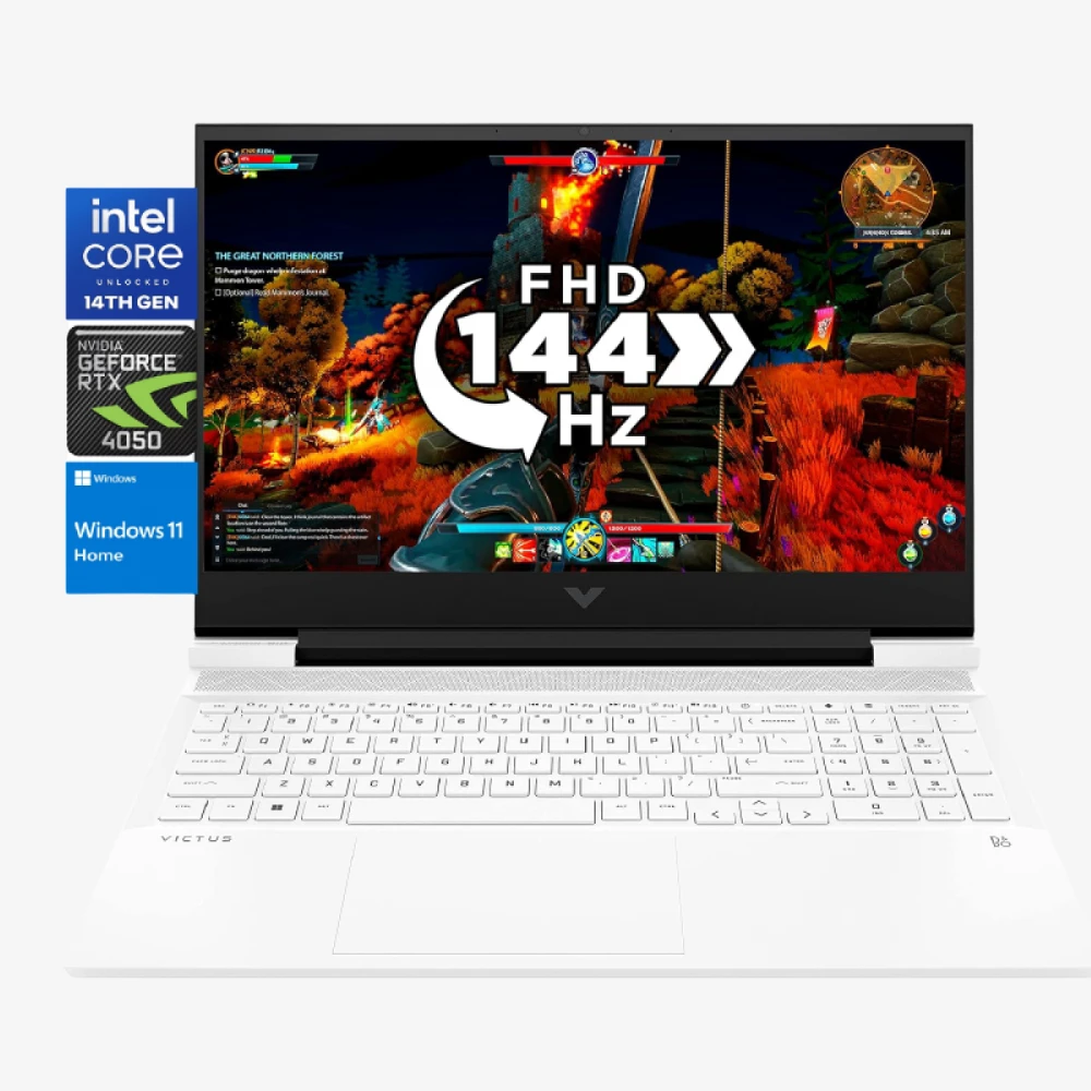 HP Victus Gaming Laptop 16-r1011ne 14th Gen Intel Core™ i7-14650HX Highest-Performance Processor, NVIDIA GeForce RTX™ 4050 6GB GDDR6 GPU 16.1" 144Hz FHD - Ceramic white