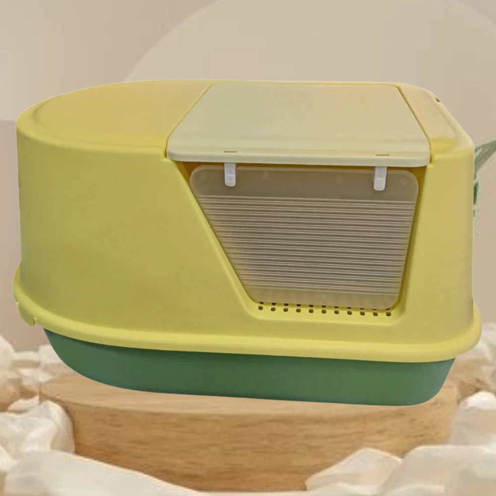 Oval closed liter box with two doors