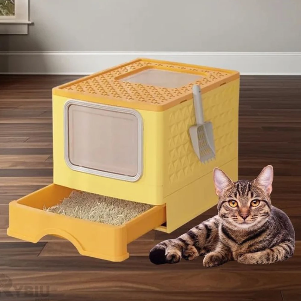 Yellow liter box with drawer