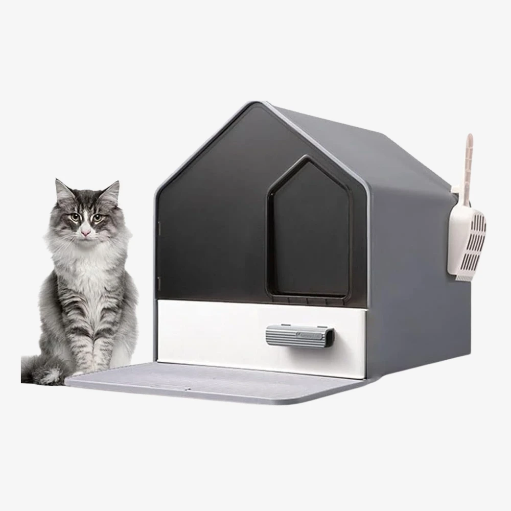 Liter box hut with drawer