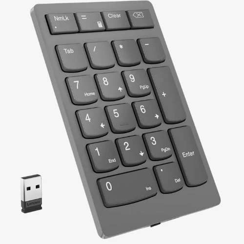 Lenovo Go Wireless Numeric Keypad ultra slim profile at 13 mm Rechargeable , up to 3 months use in single charge Supports Lenovo Unified Pairing Receiver - Storm Grey