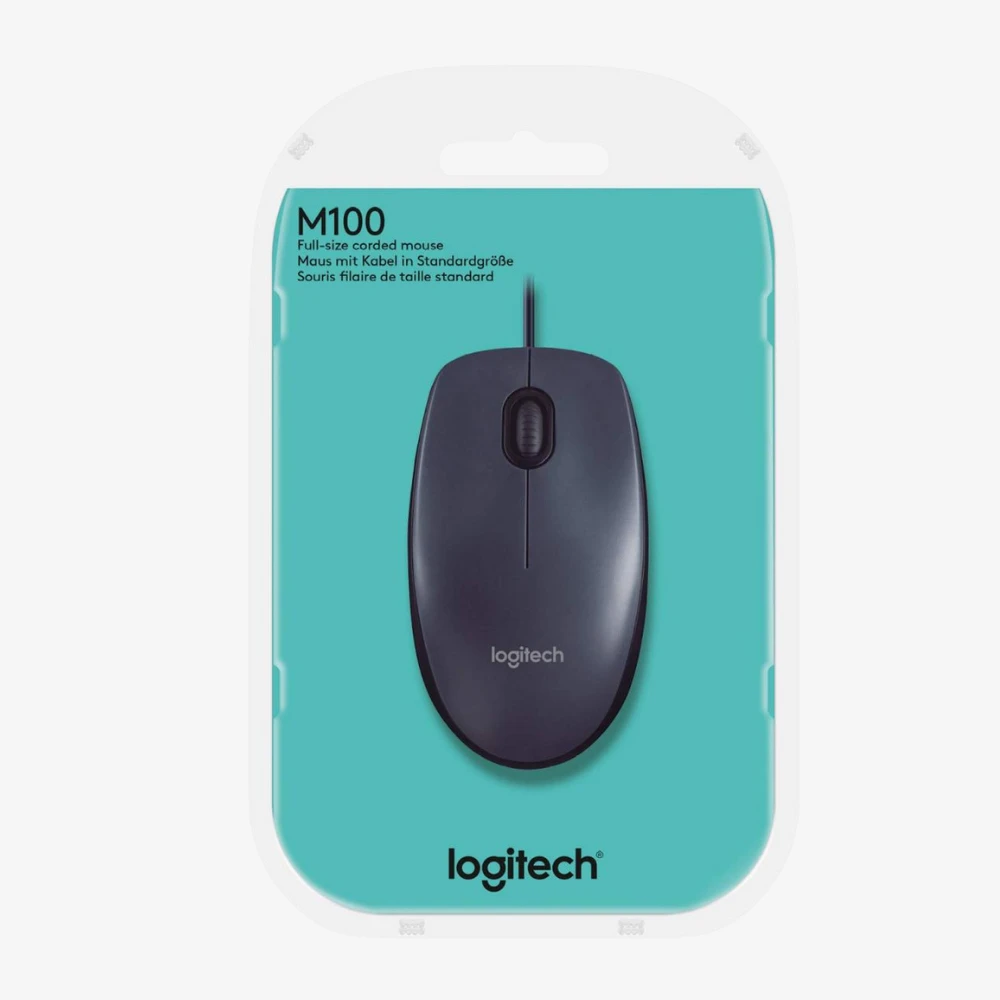 Logitech Mouse M100 High-Definition Optical Tracking (1000 DPI) Smooth Cursor Control - Black