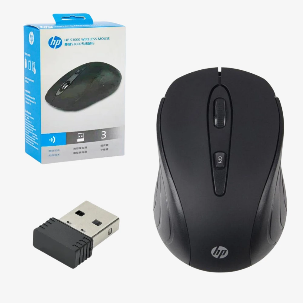 HP S3000 Wireless Mini Mouse 2000DPI CPI Adjustable Automatic Technique-Black
